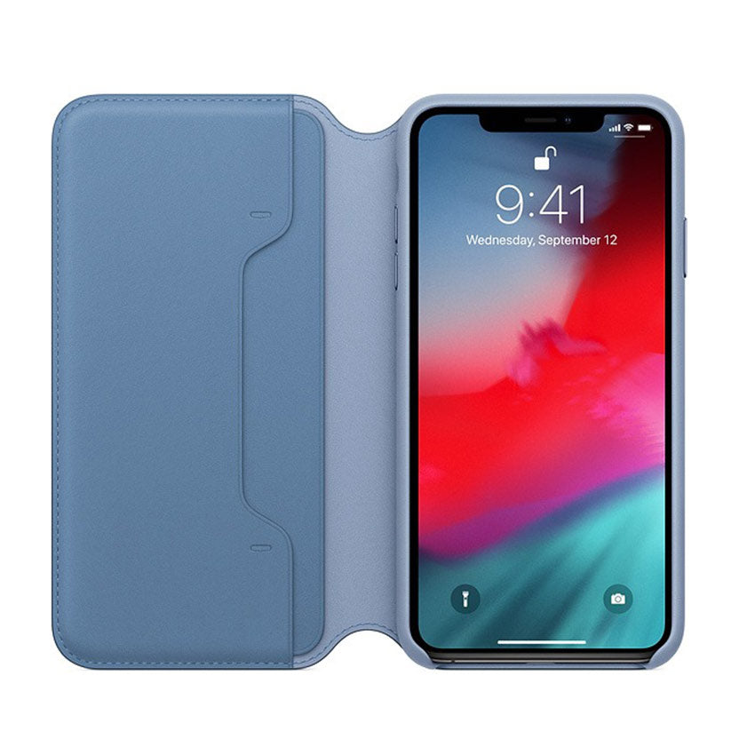 Apple iPhone XS Max Leather Folio Case Cornflower Blue-1- Fonez-Keywords : MacBook - Fonez.ie - laptop- Tablet - Sim free - Unlock - Phones - iphone - android - macbook pro - apple macbook- fonez -samsung - samsung book-sale - best price - deal